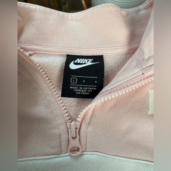Nike Pink & White Cropped Quarter Zip Sweatshirt - Picture 4 of 9